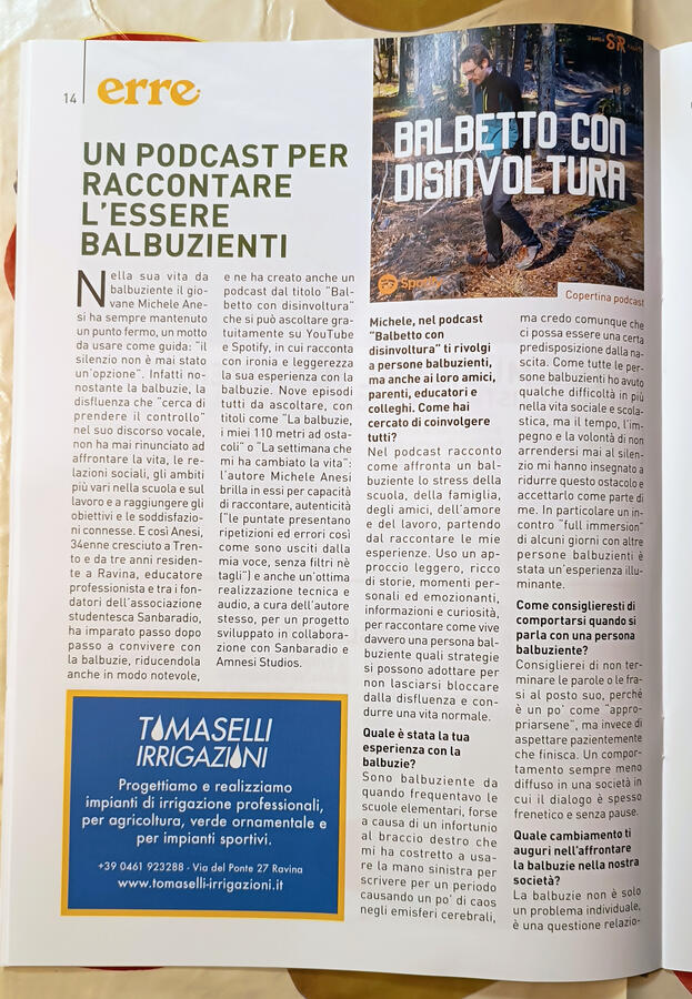 Intervista su Erre, settembre 2025. By Michele Ianes.